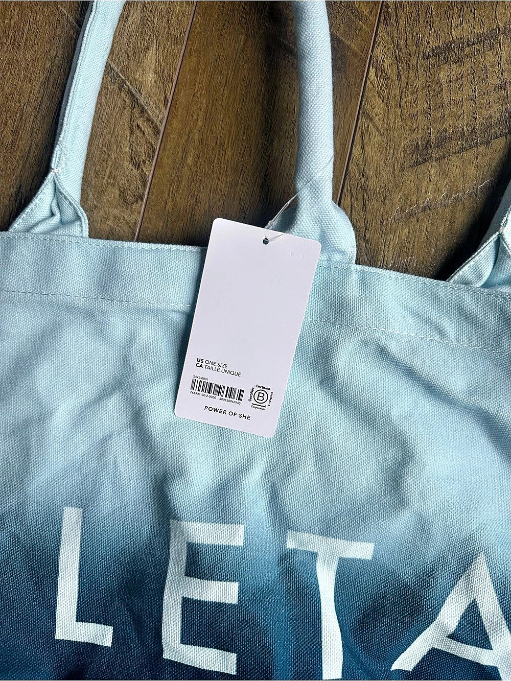 NWT Athleta Blue Ombre Canvas Tote Bag - Picture 4 of 5